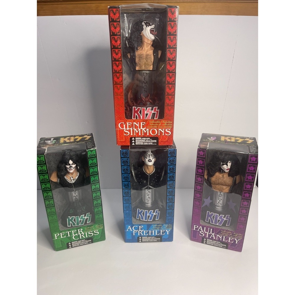 McFarlane Toys KISS Collectible Statuettes Set Gene Paul Ace Peter 2002 Busts